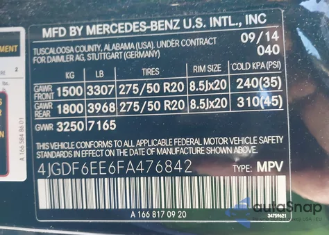 2015 Mercedes-Benz Gl 450 4Matic из США, поврежденный, VIN 4JGDF6EE6FA476842